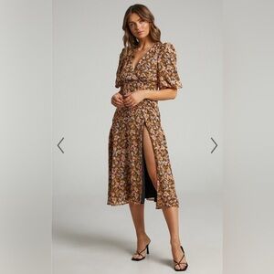 Showpo Floral V-Neck Midi Dress